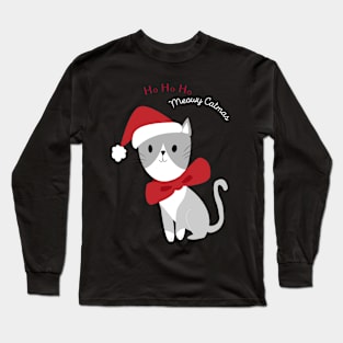 Meowy Catmas, Merry Christmas Pun Long Sleeve T-Shirt